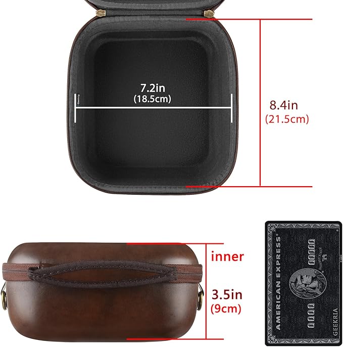 Geekria Shield Headphones Case Compatible with Sennheiser HD 550/505/599/598/560S/559/558/555/400 Pro, Replacement Hard Shell Travel Carrying Bag with Cable Storage (PU Brown)