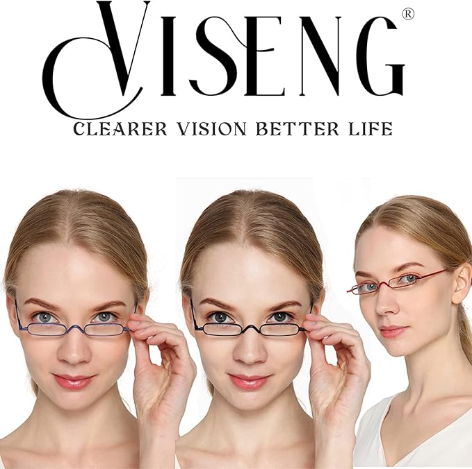 Viseng Slim Mini Metal Reading Glasses Compact Lightweight Portable Readers with Glasses Case for Reading Case,Gold+Silver+Black+1.5