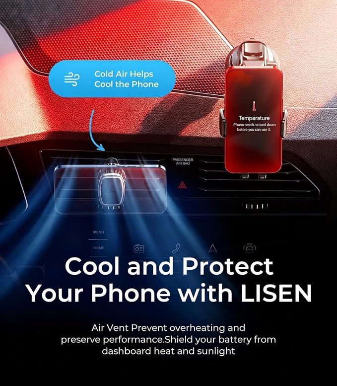 LISEN 2 Pack Magnetic Phone Holder for Your Car Magnet for Phone Car Mount Vent 6 Military Magnets Vent Cell Phone Holder Mount for Car Plate Fit All, Gifts for Women Men, Car Accessories
