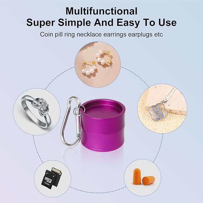 Mini Travel Ring Holder Keychain, Portable Jewelry Holder Keychain with Protective Sponge, Small Necklace Earrings Case for Gym Sports Bag Purse