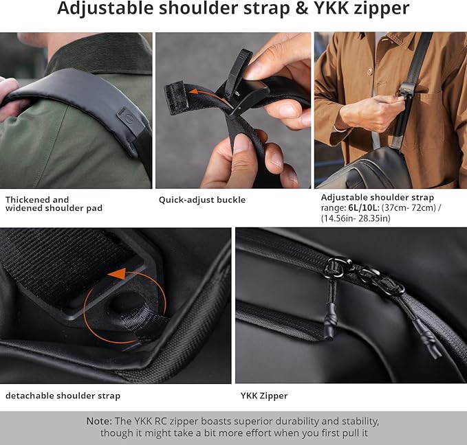 PGYTECH OneGo Solo V2 Camera Sling Bag, 6L Crossbody Camera Bag for Urban Travel Photographers, Mirrorless Camera Bag for Sony/Canon/Nikon/DJI Mavic/Air/Mini/Tripod/Laptop, Black