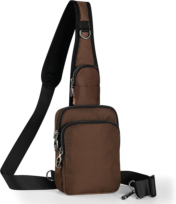Sling Bag, Crossbody Bag with Zipper Lock, RFID & Water Resistant for Women and Men Small Chest Bag for Travel Casual