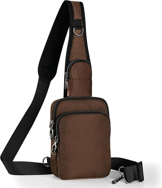 Sling Bag, Crossbody Bag with Zipper Lock, RFID & Water Resistant for Women and Men Small Chest Bag for Travel Casual