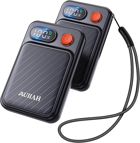 Hand Warmers Rechargeable 2 Pack - Electric Rechargeable Magnetic Hand Warmer with LED Display, 4 Heat Levels, Lanyards, USB, Gift for Men Women Kid, for Golf/Skiing/Camping/Hunting Essentials