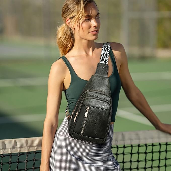 GAEKEAO Sling Bag for Women Crossbody Bags Vegan Leather Fanny Pack Chest Trendy Shoulder Bag for Travel Everyday Vacation