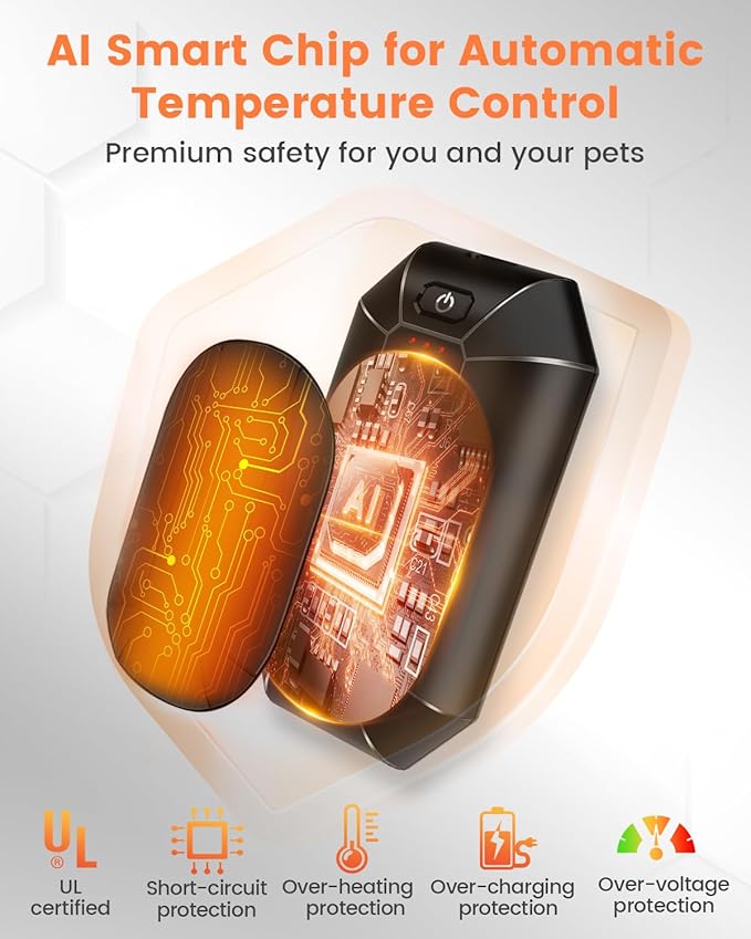 AI Hand Warmers Rechargeable 2 Pack, Electric Handwarmers Reusable, AI Smart Safe Heat Long Lasting Portable Pocket Heater, Warm Gifts for Men Women Outdoor Indoor Hiking Studying Hunting Golf Camping