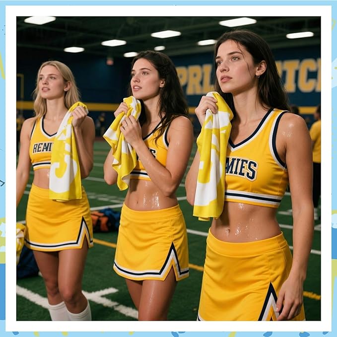 12 Pcs Cheerleader Cooling Towel Cheer Gifts Bulk for Team Cheer Sports Gifts with Bags 40" x 12" Breathable Chilly Microfiber Cooling Towel for Yoga Sport Gym Party Favor (Yellow)