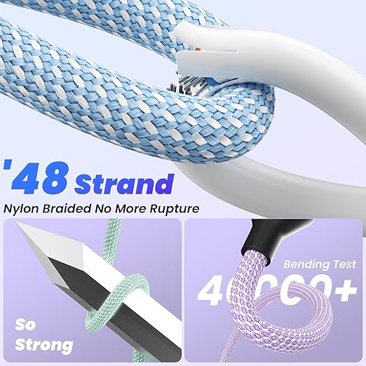 Dual Type C Ports Multi Charging Cable, 4 In 1 USB Cable Travel Charger for Multiple Devices with Two Type-C/Micro/IP Port, [2Pack/5FT] Phone Travel Vacation Essentials for All iPhone/Galaxy/Android