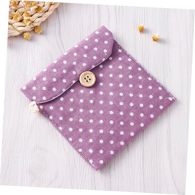 Women Sanitary Napkin Organizer Polka Dot Menstrual Pouch Portable Pad Holder Small Travel Toiletry Bag for Bathroom and Everyday Use