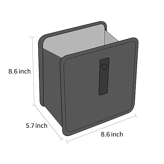 KMMOTORS Jopps Car Trash Can – Compact Foldable Bin with Strap, PU Leather & Oxford, Waterproof, Space-Saving, Simple Modern Design, Mounts on Headrest, Console, Gear Shift (Medium, Gray)