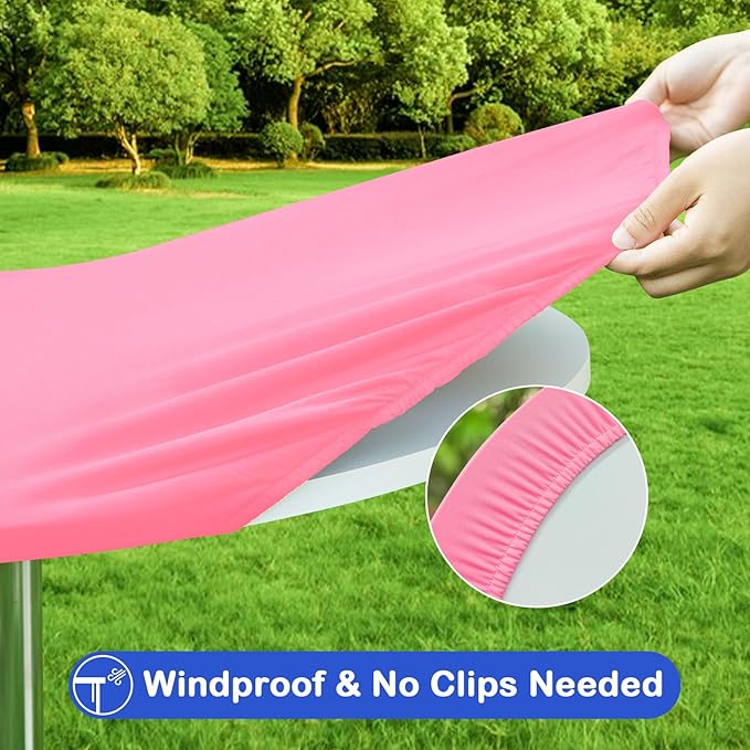 Wolkemer 4 Pack Pink Fitted Tablecloth 30 Inch Round Elastic Edges Table Cloth, Spandex Stretch Table Cover with Machine Washable Fabric for Wedding Party Picnic Dining Indoor Outdoor