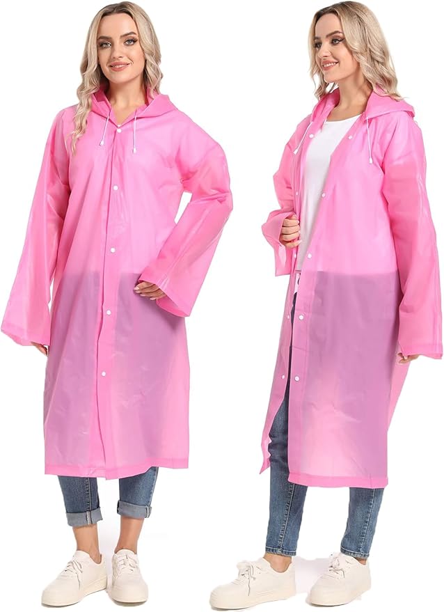 2PCS Rain Ponchos for Adults Reusable Rain Coats for Adults Rain Jackets Raincoats for Men Women