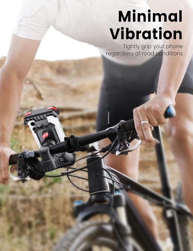 Pnitri Bike Phone Holder for iPhone, Samsung, 1S Quick Install Handlebar Mount, Motorcycle and Bicycle Phone Holder, Large Phone Case Compatible