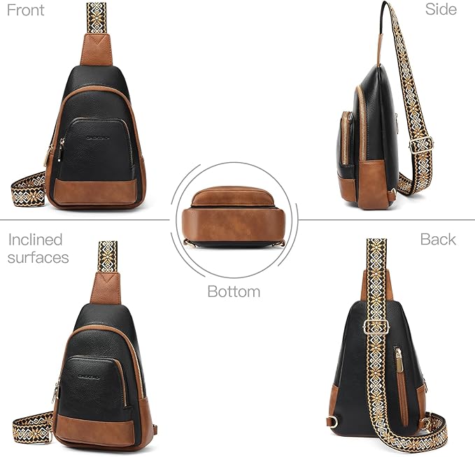 GAEKEAO Small Crossbody Sling Bag for Women Trendy Crossbody Purse Vegan Leather Fanny Packs Chest Bag Backpack