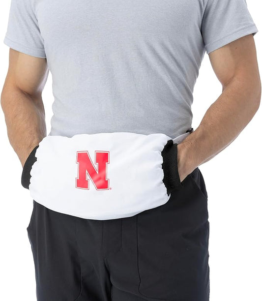 Northwest NCAA Nebraska Cornhuskers Hand Warmer with Adjustable Waist Strap, Officially Licensed Cold Weather Hand Muff for College Sports, Outdoor Sports, Insulated Pocket, Polyester, 7 x 15 in