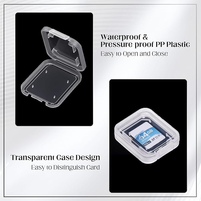 60 Pcs Clear SD Card Holder, Plastic SD Card Case with 72 Pcs Card Labels Standard SDHC SDXC Memory Cards Organizer Portable Photography Storage Accessories