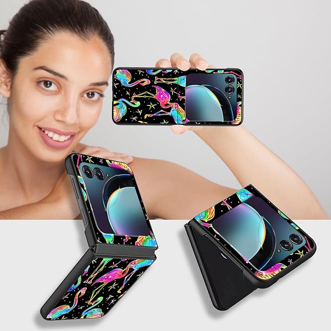 for Motorola Moto Razr Plus 2024 Case,for Moto Razr 50 Ultra Case Cute Slim Hard PC Thin Anti-Scratches Shockproof Protective Phone Cover for Motorola 50 Ultra,Glitter Flamingo