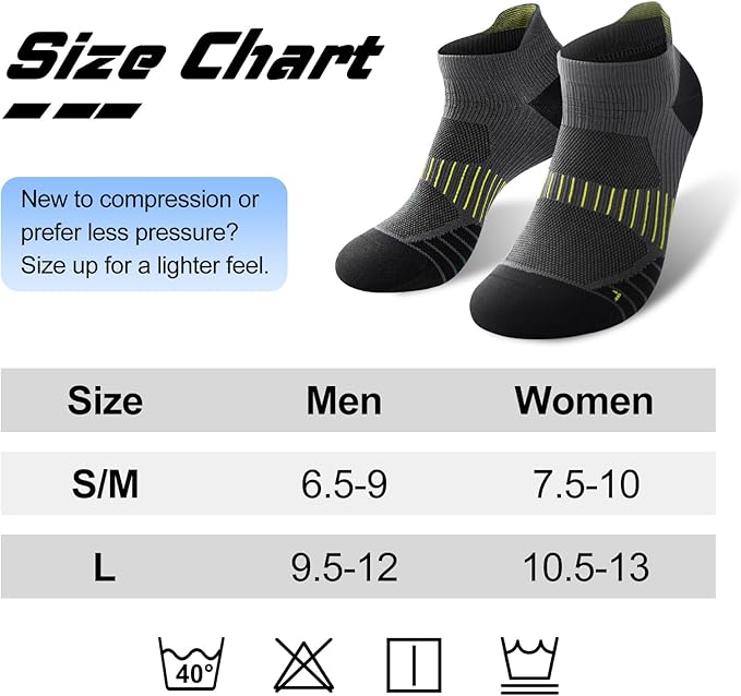 Ankle Compression Socks for Men and Women 6 Pairs, Low Cut Breathable Seamless short Running Socks with Arch Support