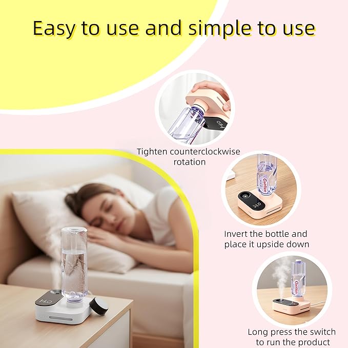 Portable Desk Nano Humidifier for Travel with Auto Shut-Off Nightlight USB Rechargeable Large Spray Quiet 23dB for Home Office Car Hotel Plant Bedroom