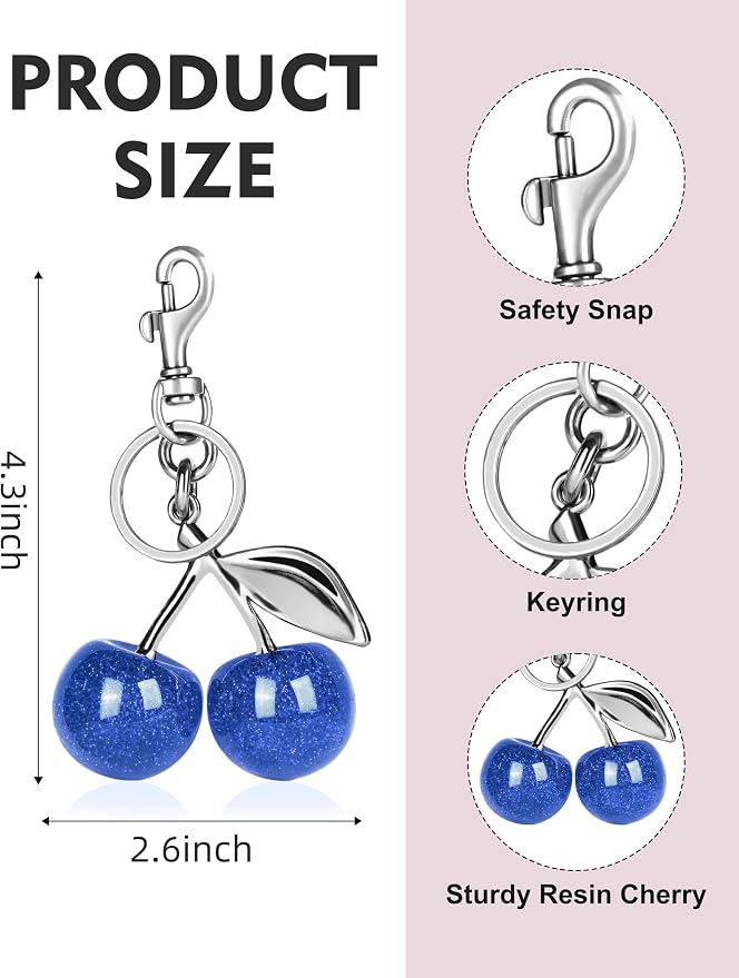 OVRUNS Cherry Bag Charm Cute Cherry Accessories Sparkling Purse Charms for Women