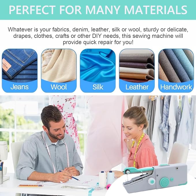 Handheld Sewing Machine for Beginners, Mini Sewing Machine for Quick Stitching with Sewing Kits Suitable for Home,Travel,DIY(Blue)