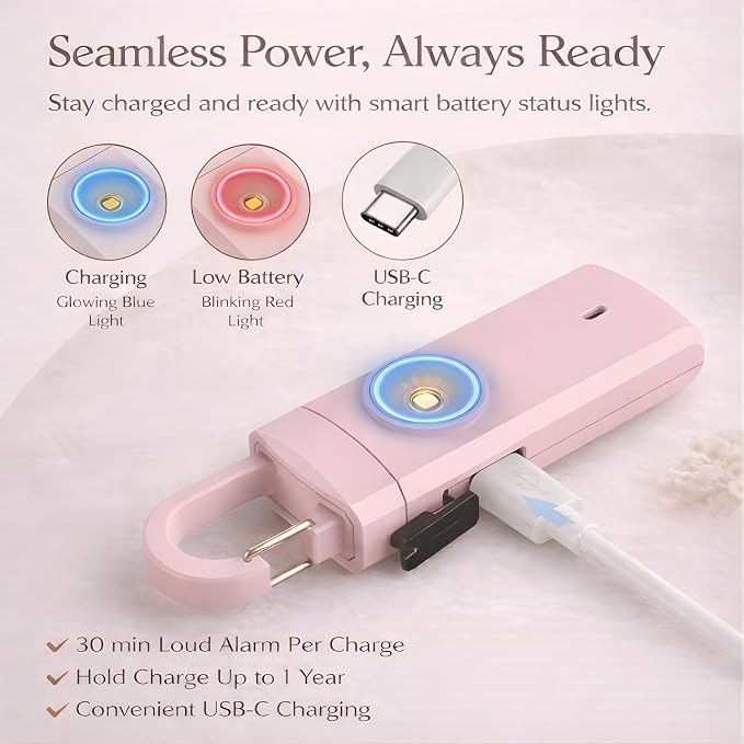 Personal Alarms for Women, Panic Button Self Defense Keychain with Clip-On Design, 130dB Alarm & Strobe Light for Personal Protection, Safety Whistle for Travel Safe, Small Gifts for Women ( Pink )