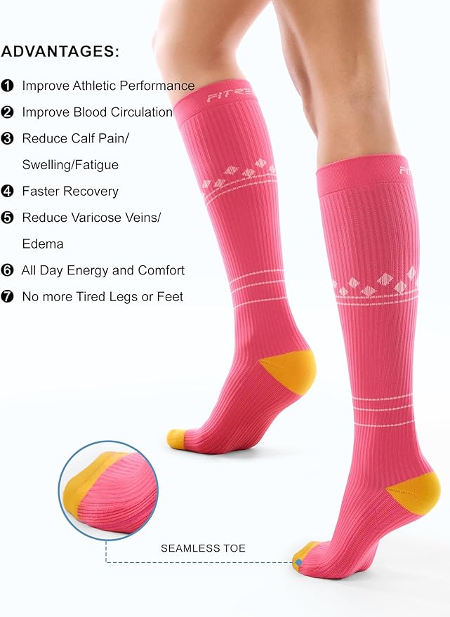 FITRELL 3 Pairs Compression Socks for Women and Men 20-30mmHg-Circulation Support Socks