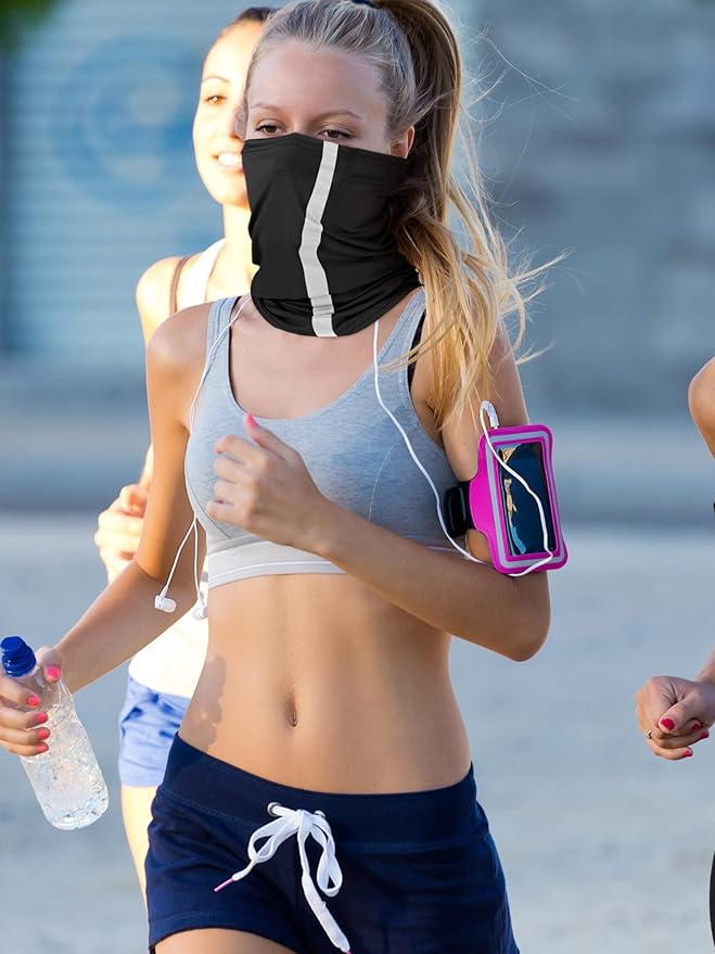 SATINIOR 8 Pcs Neck Gaiter Face Mask, Reflective Summer UV Protection Cooling Scarf Neon Breathable Bandana for Men Women