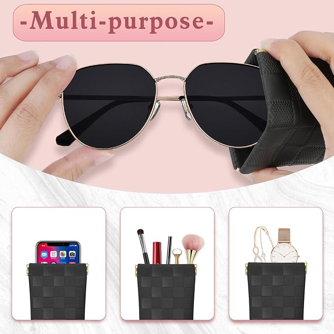 eyeglasses bag Soft Glasses bag, Portable Squeeze Top Sunglasses Case Travel for Women Girls