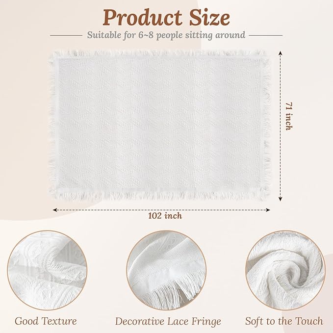 165 x 91 Extra Large White Outdoor Picnic Blanket, Woven Cotton Yarn Oversize Portable Blanket with Fringe for Camping, Lawn or Wedding Photoshoot. Indoor Bohemia Decorations, Machine Washable