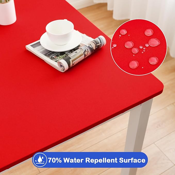 Wolkemer 2 Pack Red Fitted Tablecloth 34x34 Inch Square Elastic Edges Table Cloth, Spandex Stretch Table Cover with Machine Washable Fabric for Wedding Party Picnic Dining Indoor Outdoor
