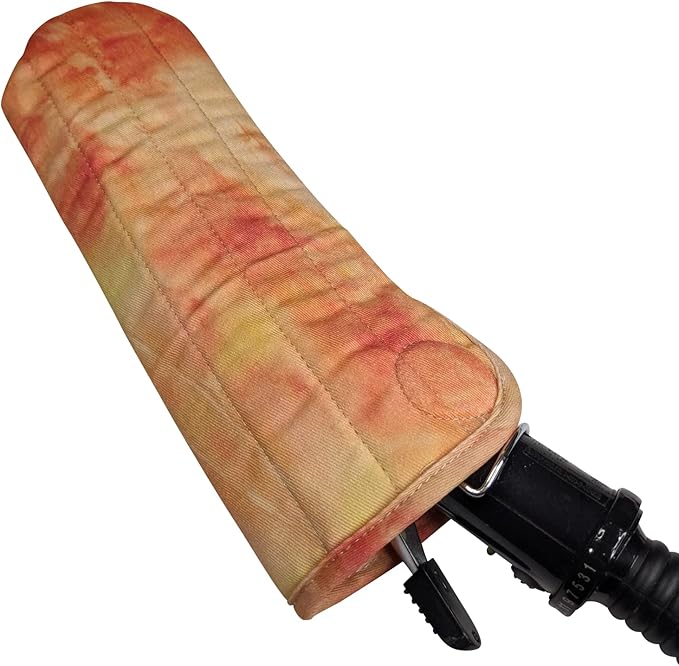 Case/Cover [Heat Resistant] for Curling Irons, Flat Irons or Straighteners, and Styling Irons, Silicone Coated Lining and Quilted Cotton Pouch for Travel, Gym, or Home [Tie Dye Red]