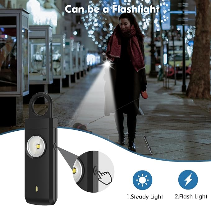 Rechargeable Personal Alarm for Women - Christmas Birthday Gifts for Women, Daughter, College Student, Teen Girl, Elders, Kids, Siren Alarm, Safety Keychain, USB Charging, Aqua
