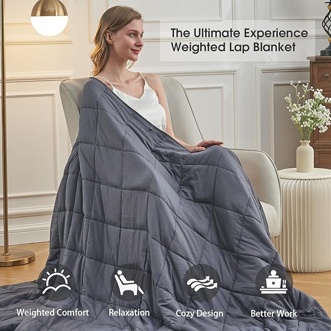 Weighted Blanket for Adults 15lbs, 60"x80", Queen Size Cooling Heavy Throw Blanket for 140-160lbs, Microfiber Soft Thick Big Blankets Weighted Comforter Gifts for Sleeping, Pink Grey