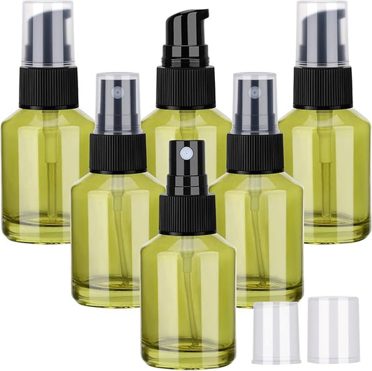 Segbeauty 6pcs 1oz Glass Mini Travel Bottles of 3pcs Small Lotion Containers, 3pcs Perfume Travel Refillable Bottles, 30ml Pump Dispenser Empty Spray Bottle, Oils Liquid Container Bottle Dispenser