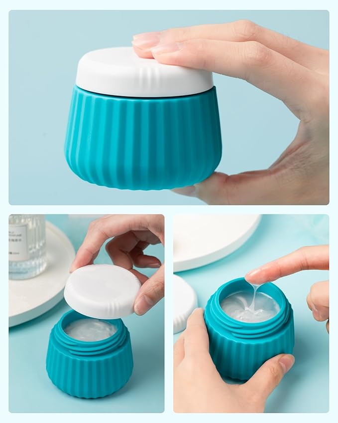 Mrsdry Travel Containers for Toiletries 4 Pack, TSA Approved Travel Size Toiletries, Travel Size Containers, With Clear Bag Leak Proof Silicone Jars, Travel Essentials Creams Jars Carrying Small Items