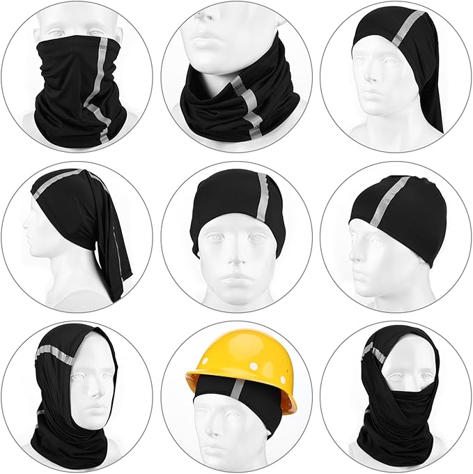 SATINIOR 4 Pcs Neck Gaiter Face Mask for Men Reflective Face Cover Scarf Summer UV Sun Protection Balaclava Bandana for Work