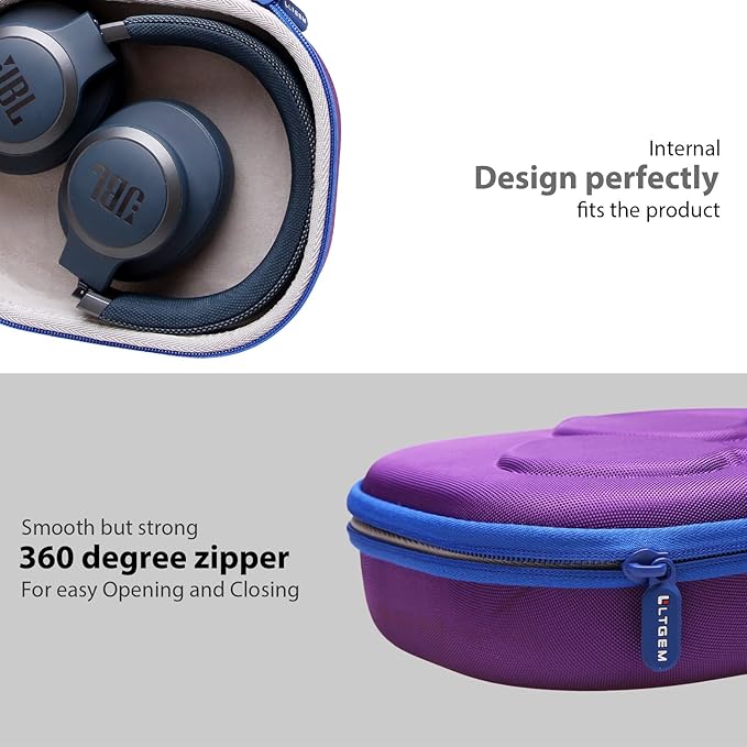 LTGEM Case Compatible with JBL Tune 520BT / 720BT / 520C / 770NC / 510BT / 670NC, for JBL Live 770NC / 670NC / 680NC / 780NC Headphones, Purple+Gray