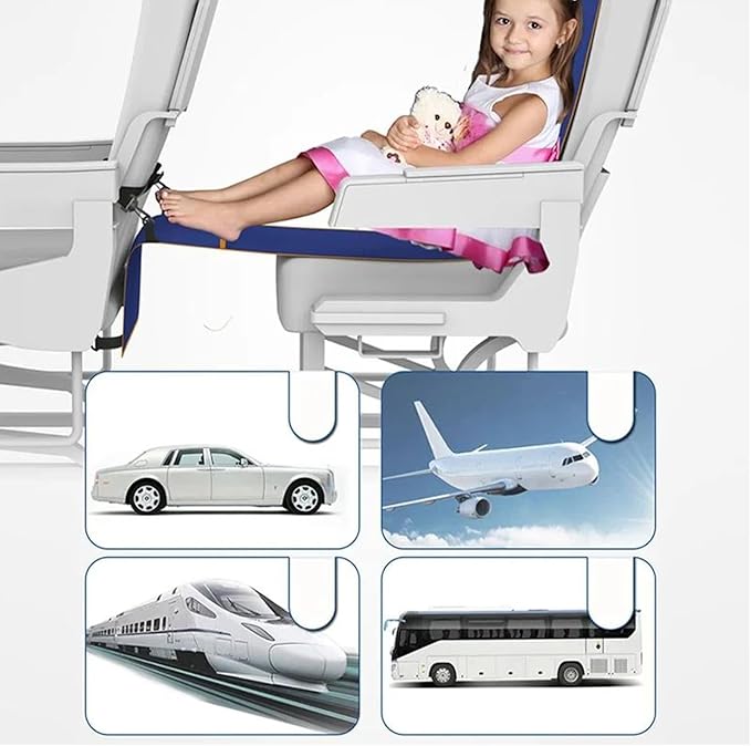 Airplane Foot Hammock Adults, Travel Relaxation Accessory, Sleeping Seat Extender Mat with Fabric, Comfort with Compact Design, Portable Foot Rest, Long Trip Travel Tool