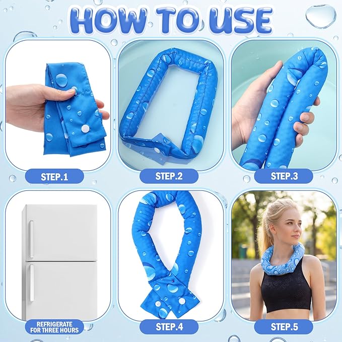 Xuhal 6 Pieces Cooling Neck Wraps Cooling Bandana Neck Cooler Ice Cooler Scarf for Women Summer Outdoor Sport Activity