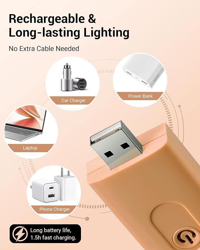 DEWENWILS USB Rechargeable Book Light for Reading in Bed, Clip-on LED Reading Lamps Portable Bookmark Lights for Kids, Book Lovers, Warm White, Brightness Adjustable for Eye Protection (Mocha)