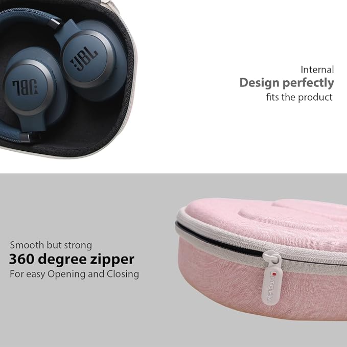 LTGEM Case Compatible with JBL Tune 510BT / Junior 320BT / Junior 320 / 770NC / 720BT / 520BT / 520C / 670NC, for JBL Live 770NC / 670NC / 680NC / 780NC Headphones, Pink+Black