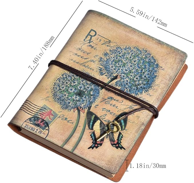 Leather Writing Journal, MALEDEN Refillable Travel Journal Notebook Sketchbook Classic Diary with Blank Pages and Zipper Pocket
