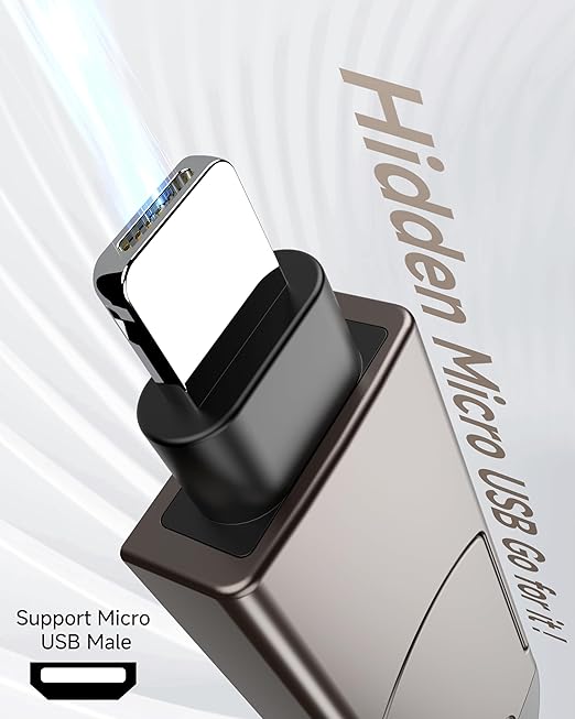 6-in-1 Keychain USB C Charger Cable, 60W Fas Charging Portable Universal Charging Cord with USB-C, Light-ning, USB-A and Micro USB for Phones, Tablets, Power Banks