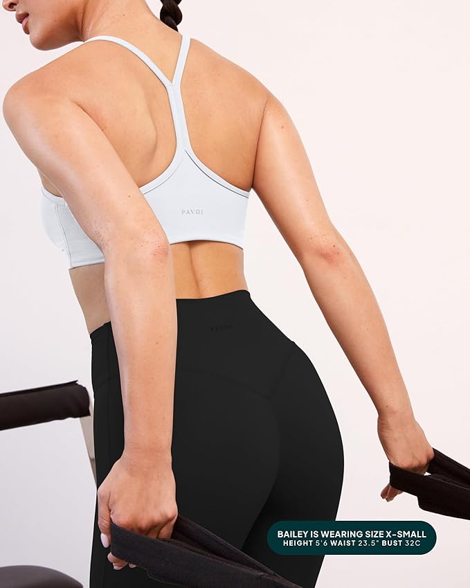PAVOI ACTIVE Yoga Racerback Bras for Women - Buttery Soft Low Support Scoop Neck Y-Back Thin Strap Sports Bra - FlexFlow