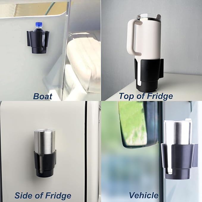 Universal Magnetic Cup Holder, Heavy Duty Plastic Drink Holder, Magnet Cup Holder for Bus Tractor Van RV, Vertical or Horizontal Mount, Fits Most Cups, Bottles, Cans, Tumblers, Black 2 Pack