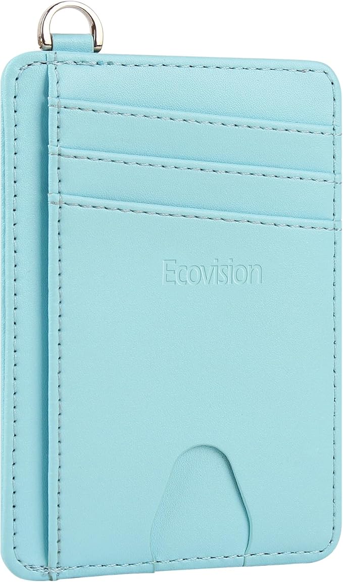 Slim Minimalist Front Pocket Wallet, RFID Blocking Credit Card Holder Wallet with Detachable D-Shackle for Men Women
