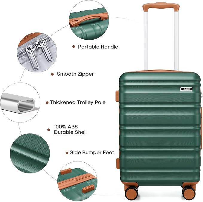 7 Piece Luggage Sets with Premium YKK Zipper, 20/24/28in PC Hardside Suitcase With Spinner Wheels, Luggage Airline Approved, Durable Suitcase Sets with TSA Locks for Travel