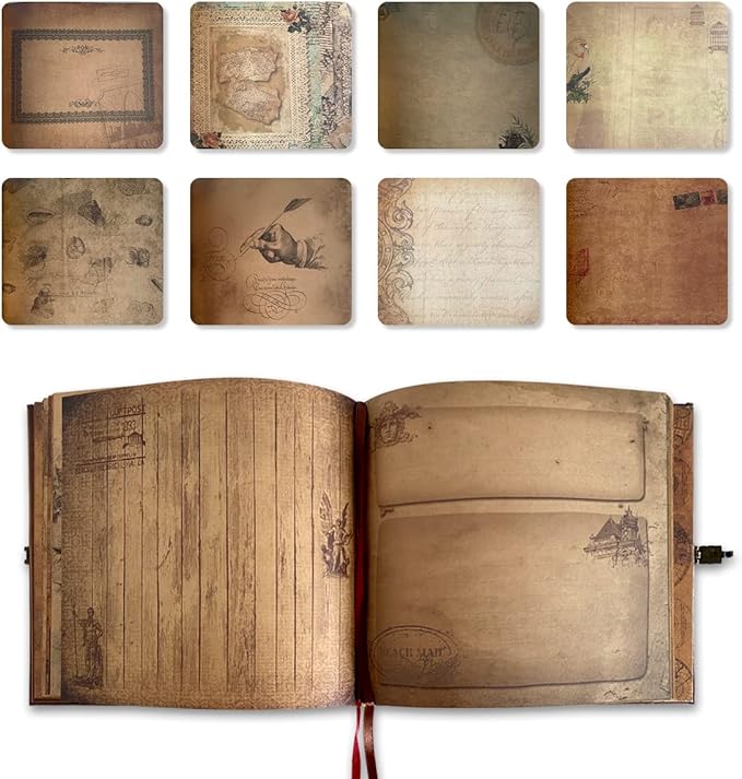 Adventure Book Travel Diary Photo Book,Scrapbook, Photo Album,Retro Style Travel Souvenir, Photobook,Guestbook DIY Anniversary Wedding Travel Writing Baby Friend Gift, Vintage Brown (Multicolored)