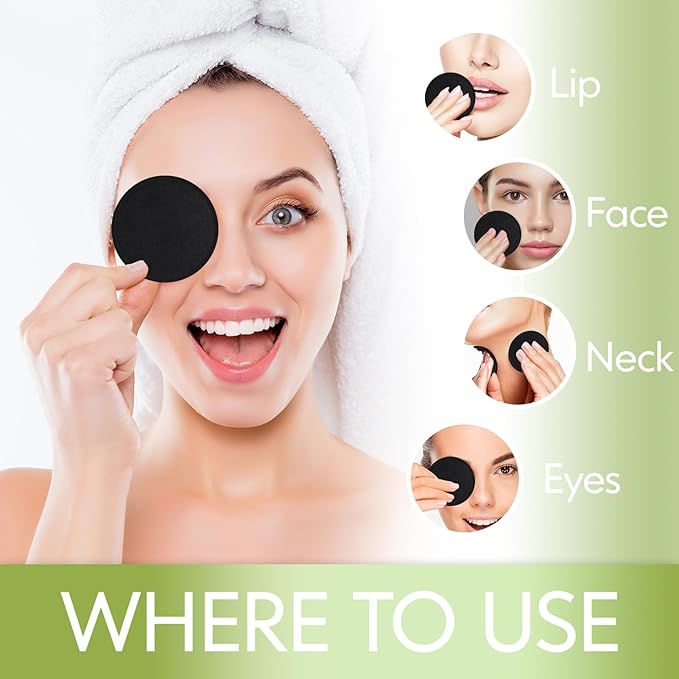 Reusable Cotton Rounds, 100% Natural Bamboo Cotton Pads for Face|Reusable Makeup Remover Pads with Laundry Bag,Headband and Cotton Round Holder (Black and Gray)
